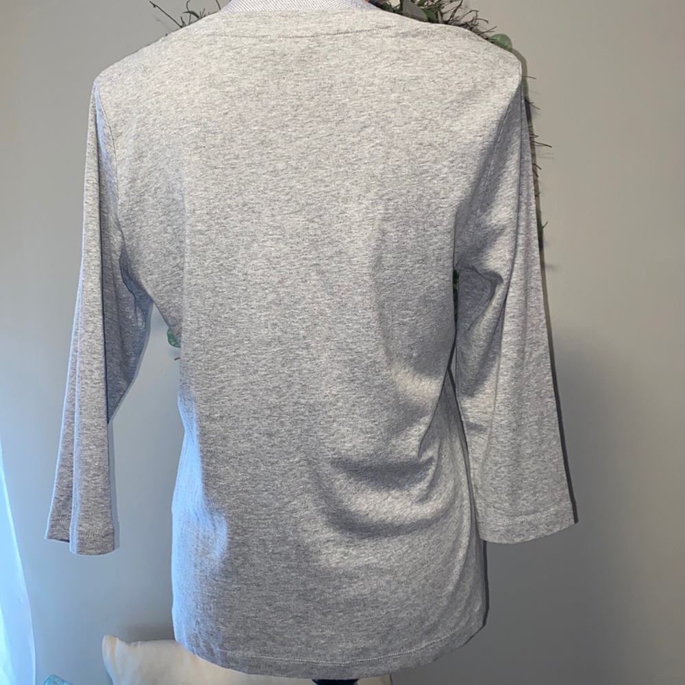 3/4 sleeve scoop neck relaxed t-shirt for women light grey/gray XL - Picture 4 of 10